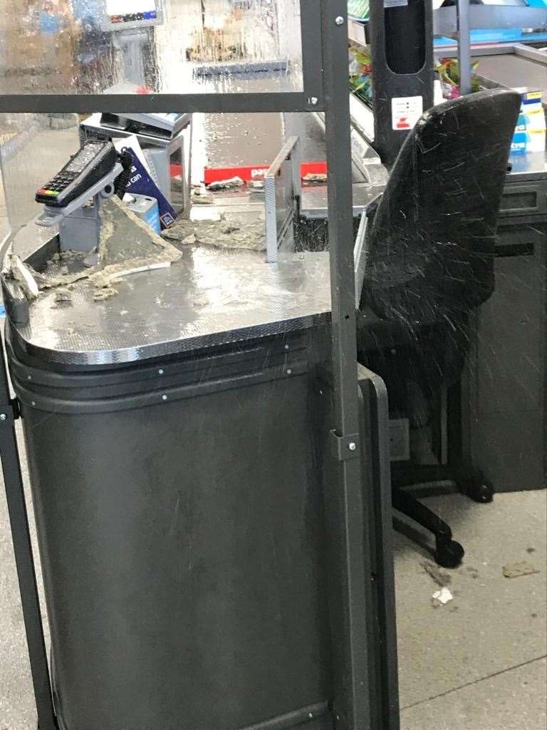 Tiles crashed down over the tills at Aldi in Deal