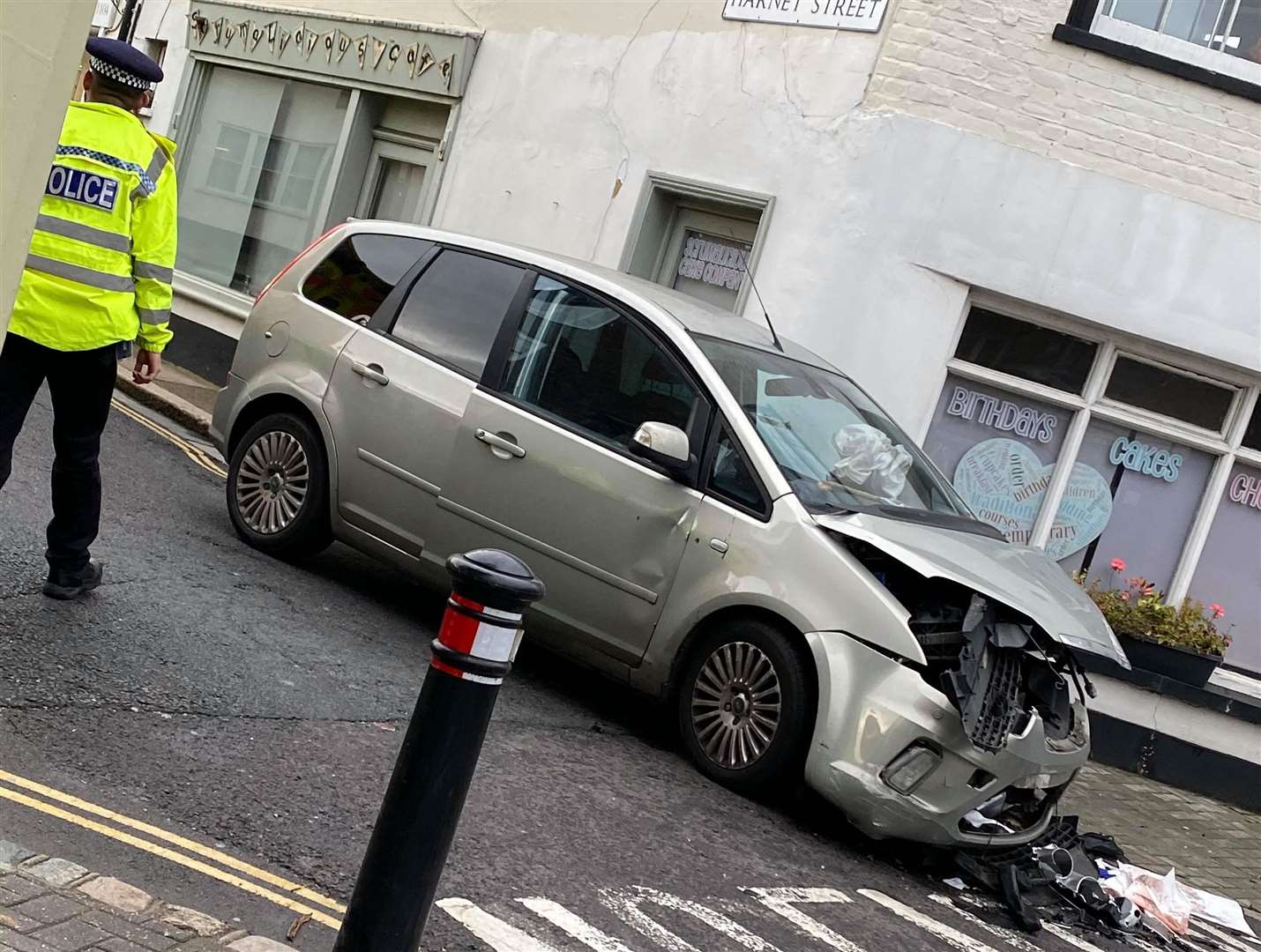 Police at the scene of the collision in Strand Street, Sandwich