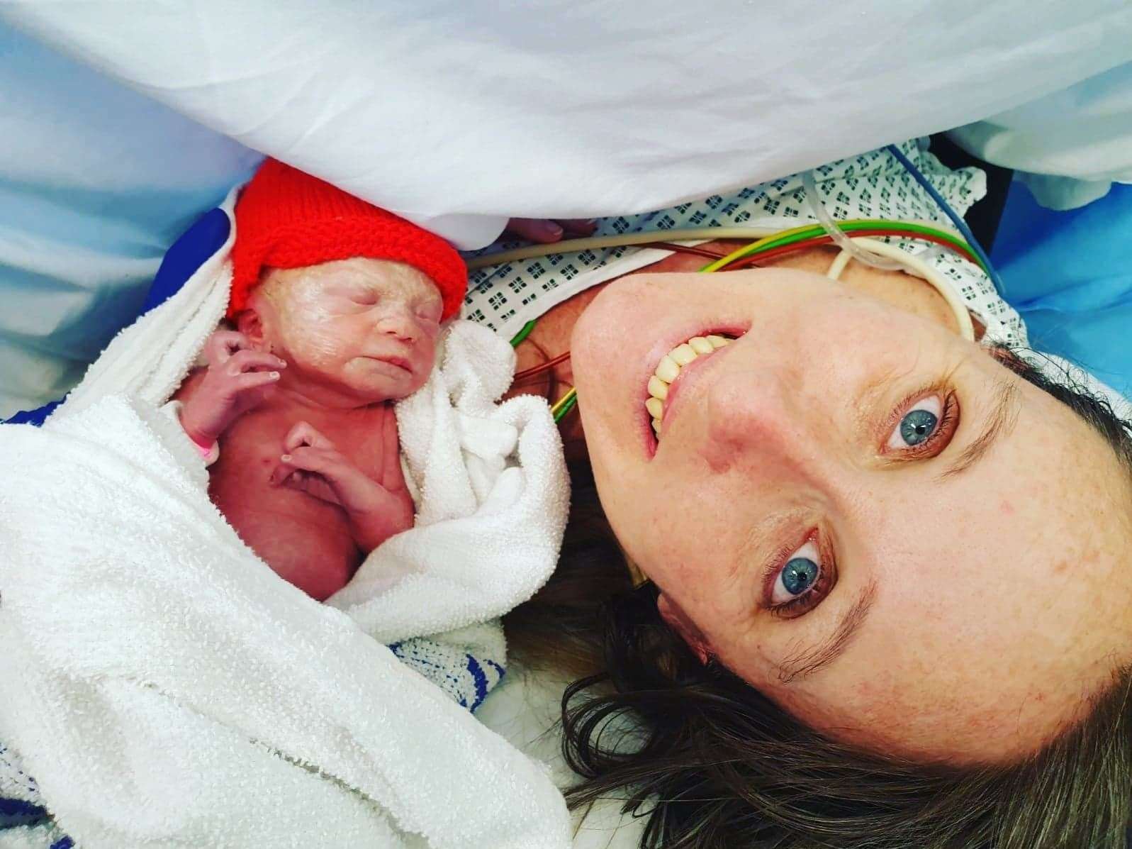 Mum Imogen with Bea in hospital. Picture: Imogen Tinkler