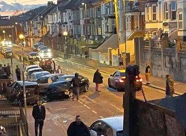 The aftermath of the crash in Luton Road