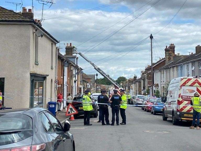 Crews remained at the scene of a fire at a residential home in Faversham late last night. Picture: Paul Hadley