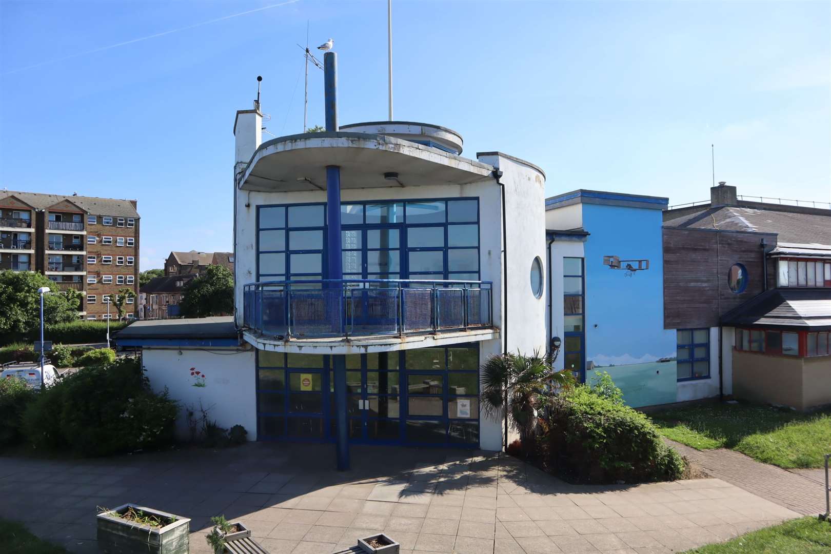 Sheppey Leisure Centre at Beachfields, Sheerness, from the sea