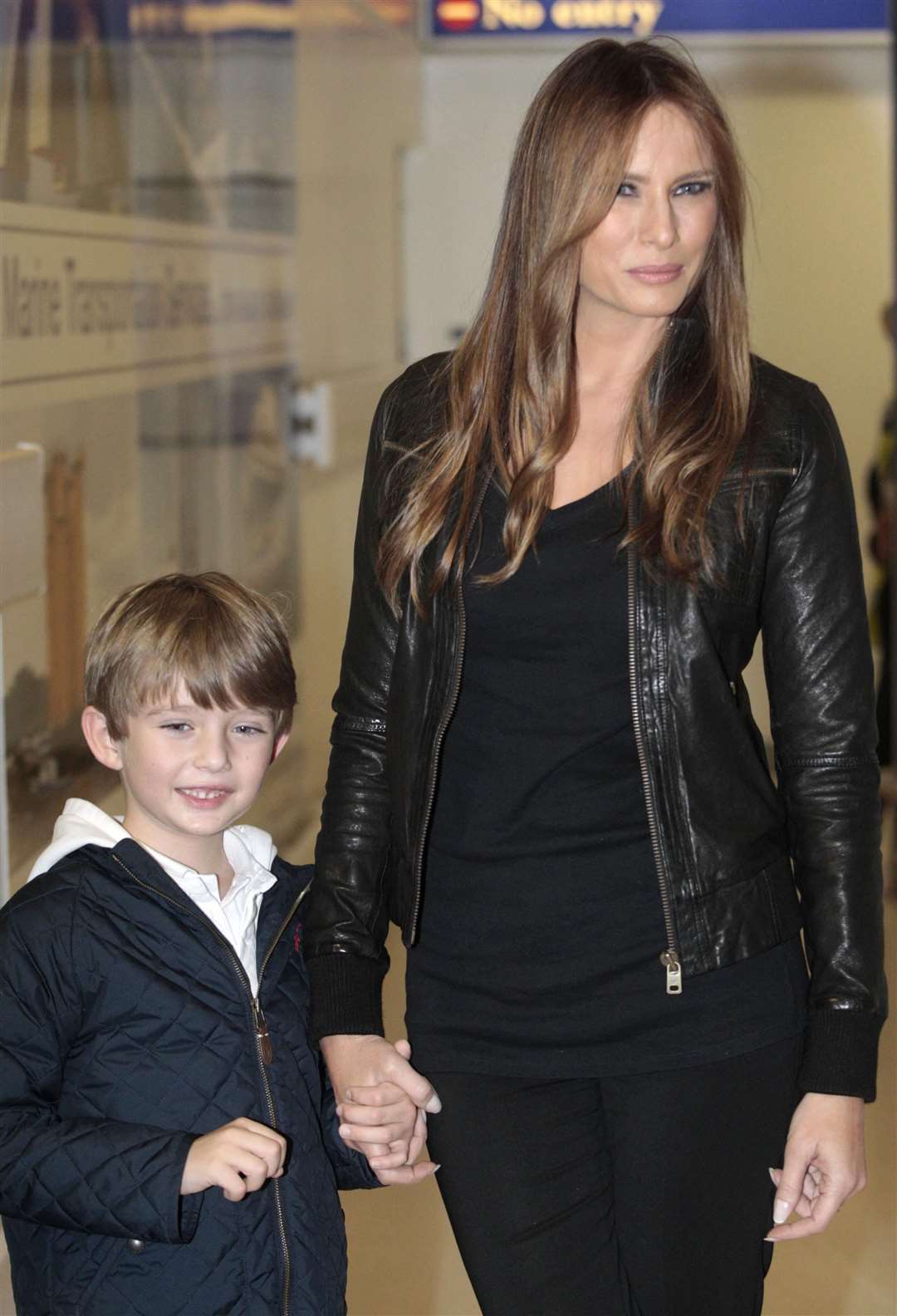 Archive photo of Melania Trump, the wife of Donald Trump arriving at Aberdeen airport with their son Barron (David Cheskin/PA)