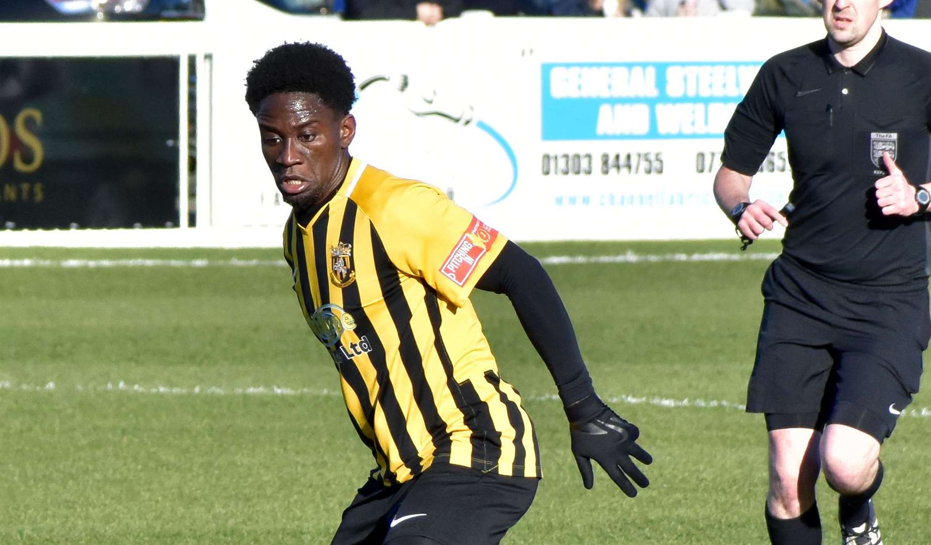 Dover wideman Luke Wanadio, who scored at Eastbourne Borough last weekend, was at Folkestone last season. Picture: Randolph File