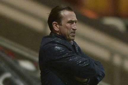 Gills manager Justin Edinburgh watches on at Fleetwood Picture: Barry Goodwin