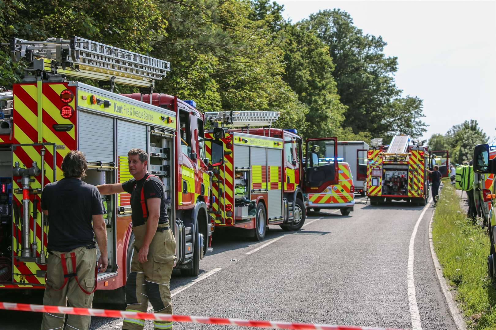 Police, ambulance and fire crews are at the scene of the crash on the A20. Picture: Carl at www.getapic.co.uk