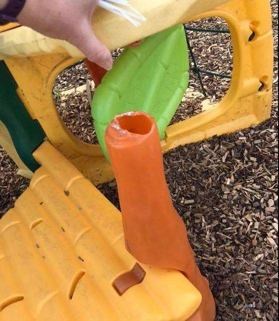 Playground equipment at the pre-school was broken by vandals. Credit: Poplar Pre-School