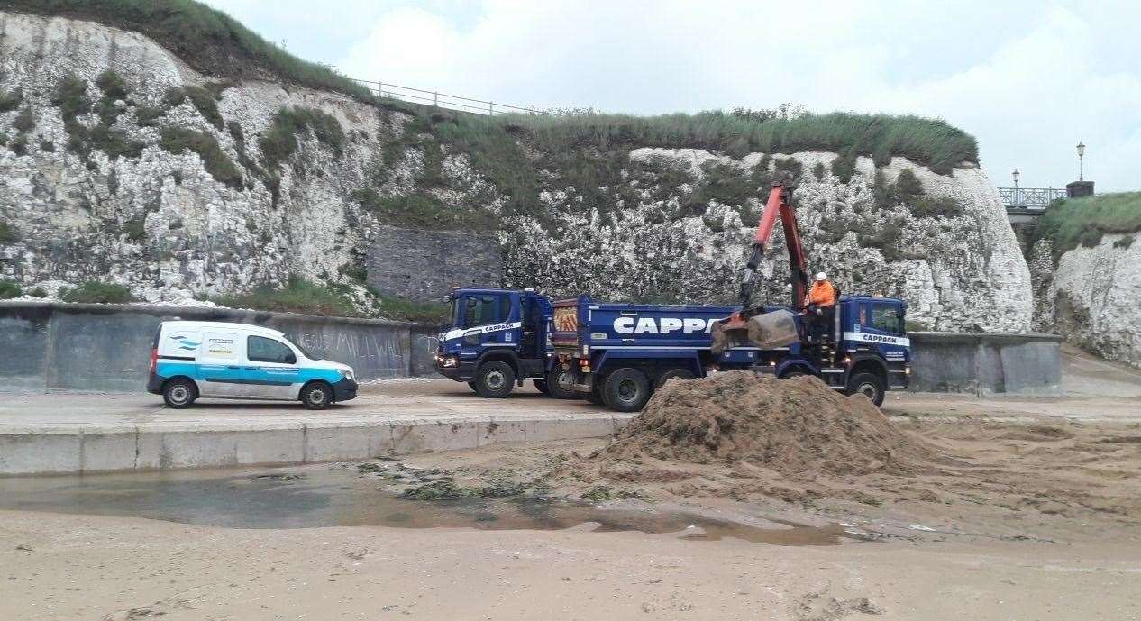 The clean-up operation in Palm Bay. Picture: Southern Water