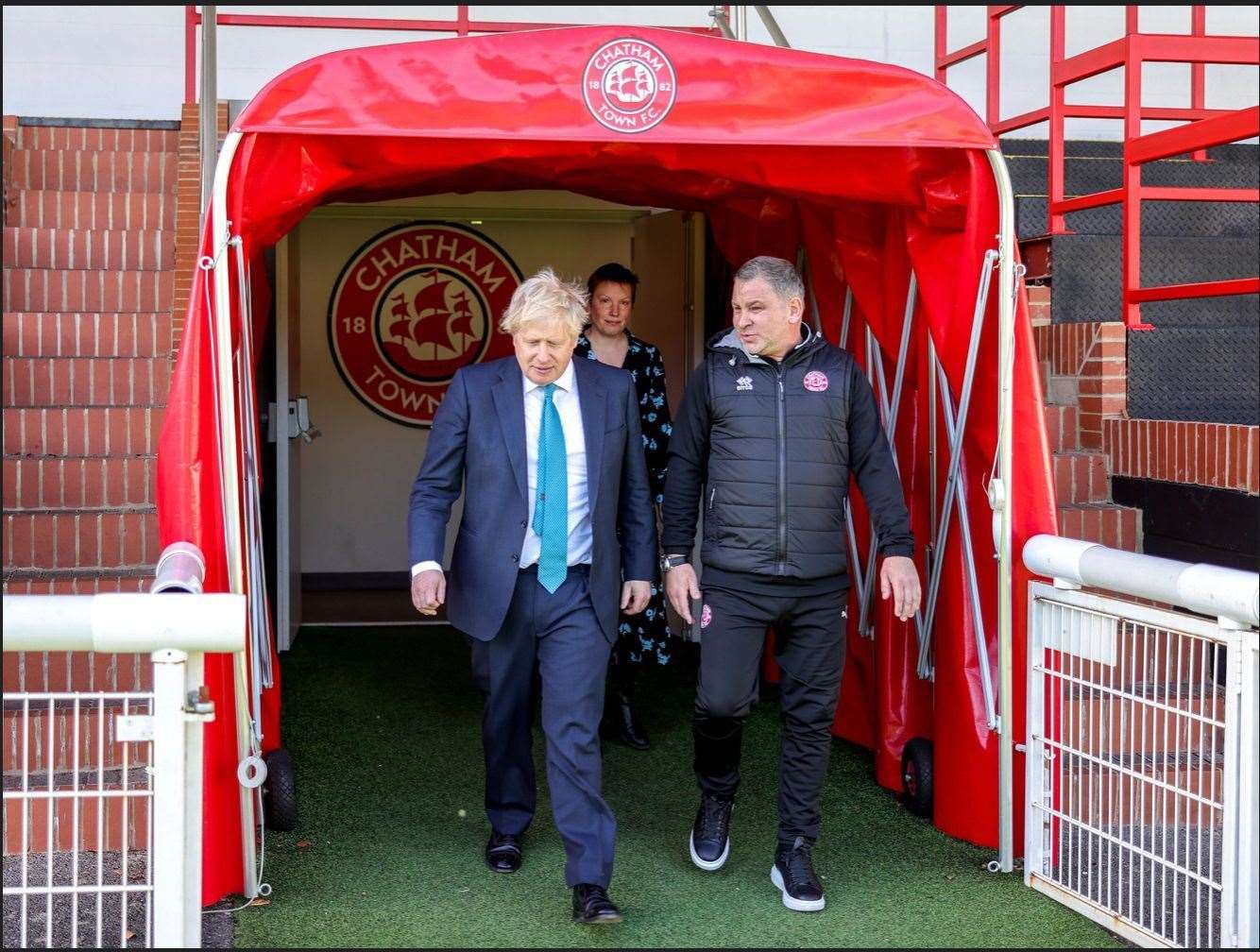 Chatham Town gets a visit from Boris Johnson. Picture: CTFC