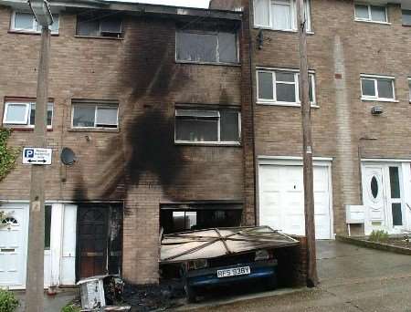 The fire-damaged homes in Charles Street at Chatham