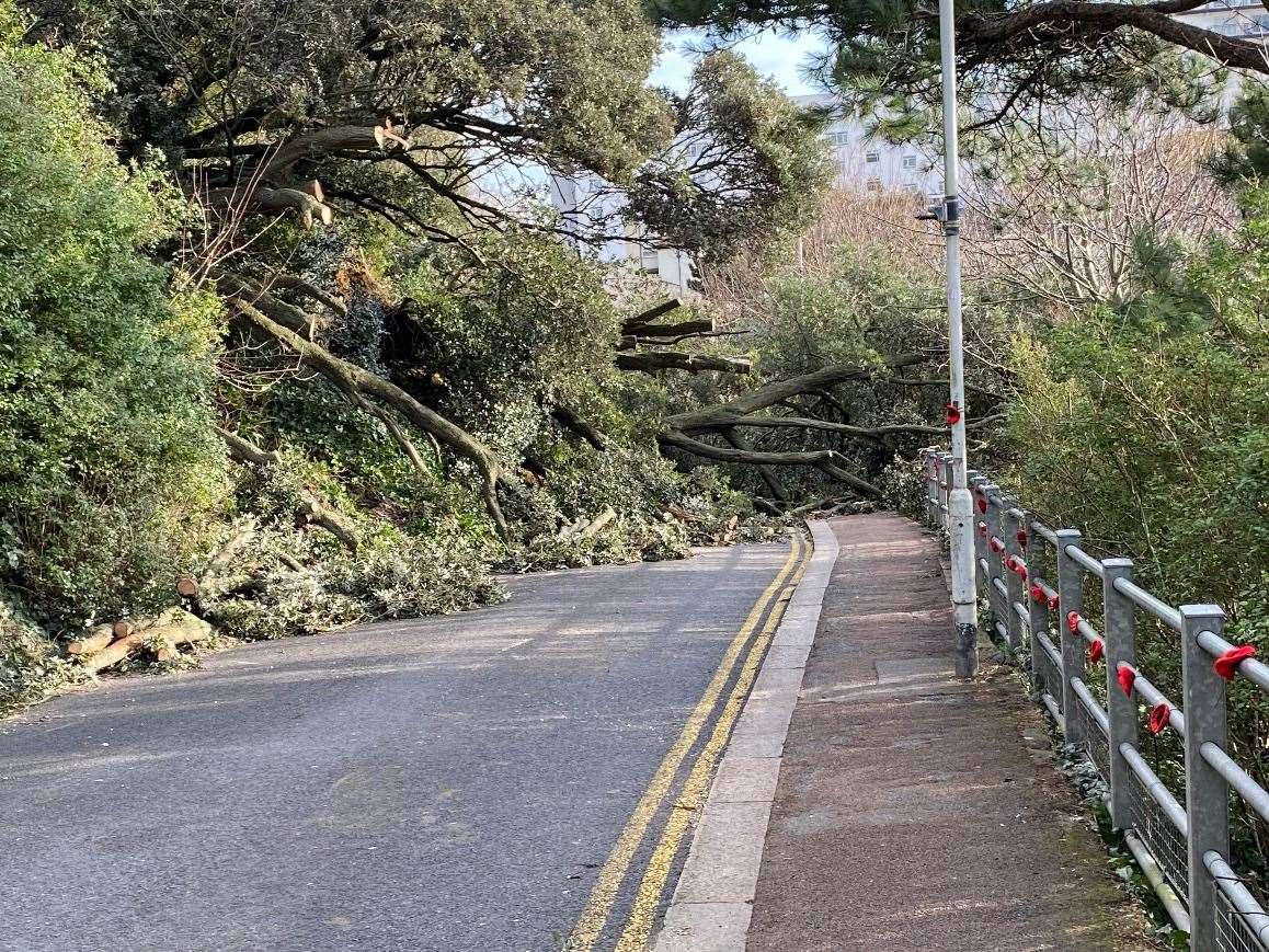 Debris is set to remain on the Road of Remembrance in Folkestone amid 'public safety concerns'. Picture: Stephen West