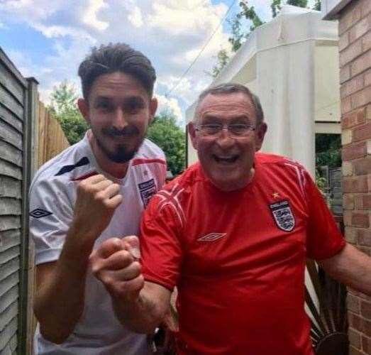 Maidstone bus driver Peter Hart, right, with son David