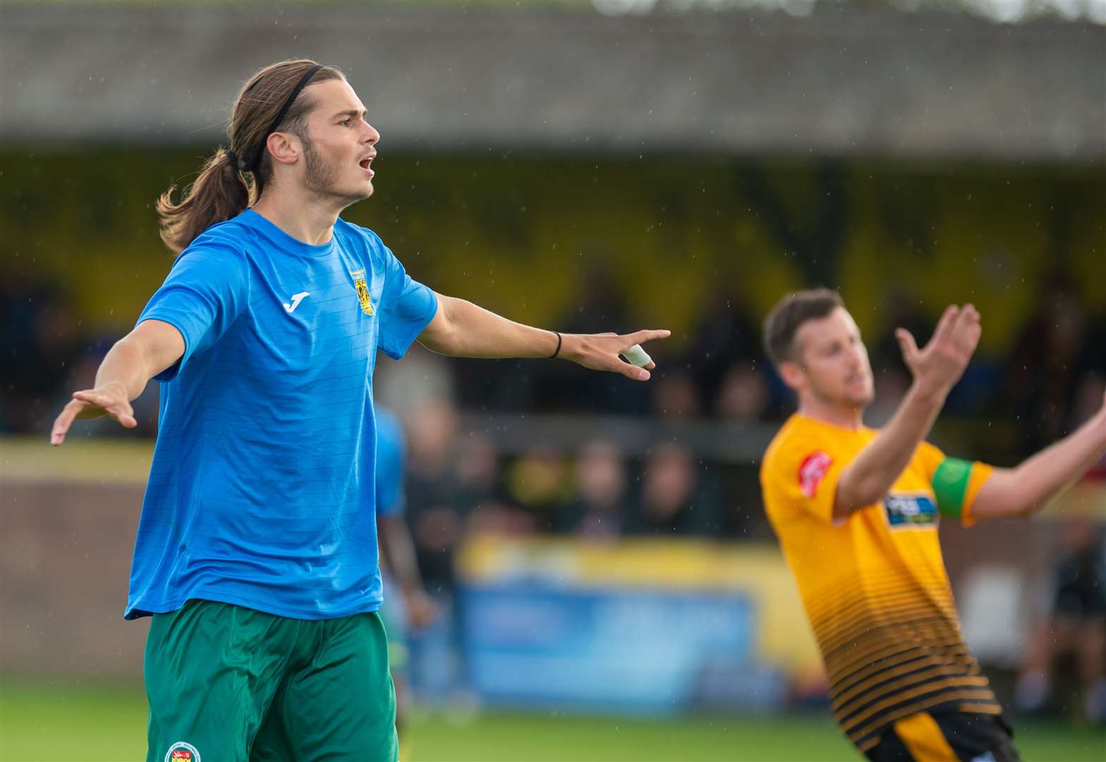 George Nikaj celebrates his opener for Ashford at Littlehampton Picture: Ian Scammell