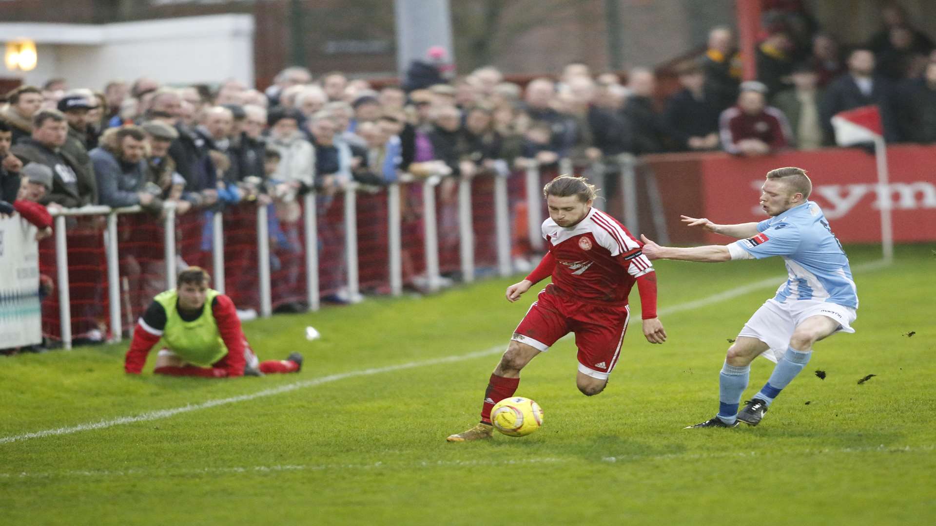 Alfie May playing for Hythe against Folkestone Picture: Martin Apps