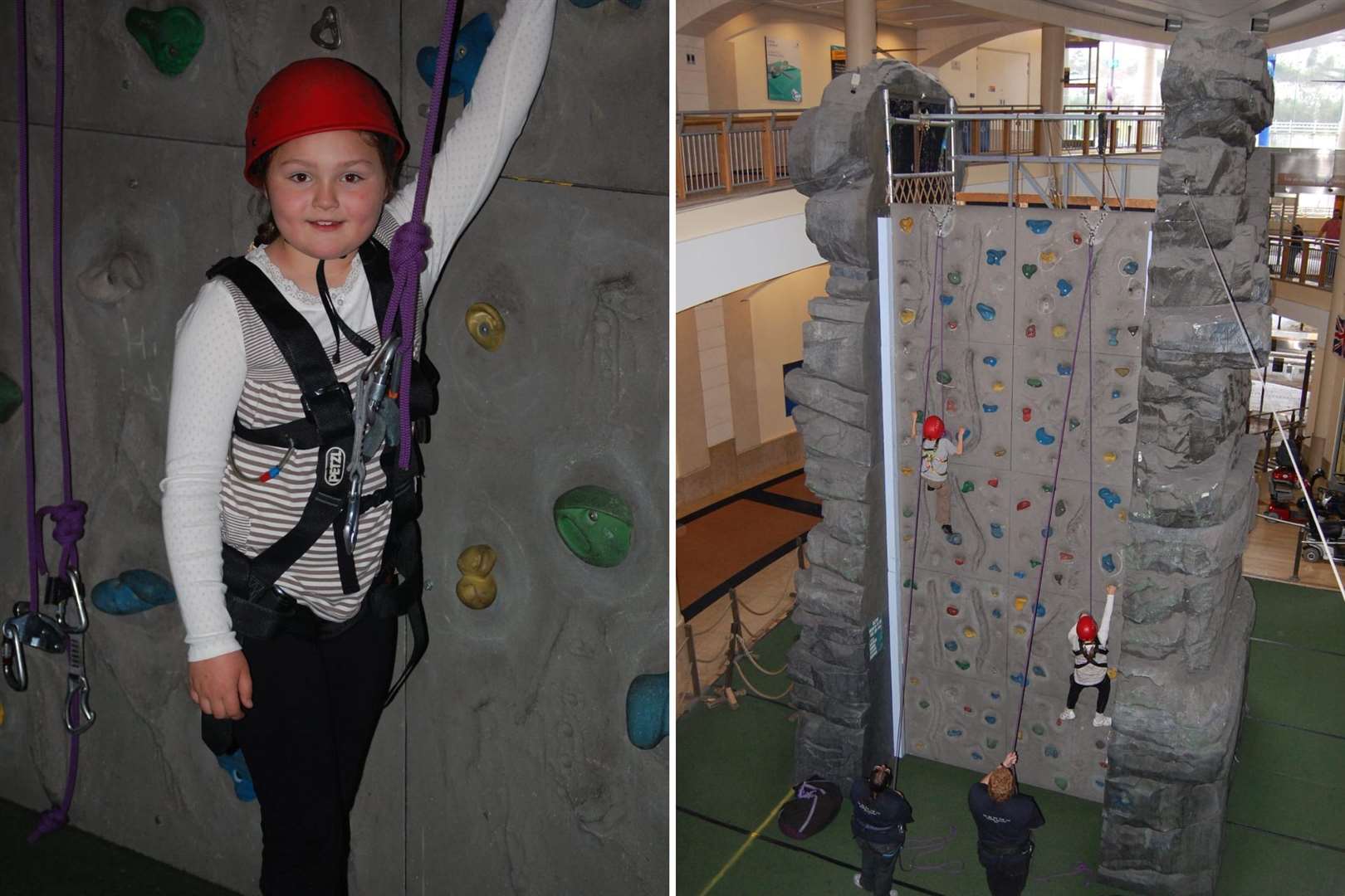 Reporter Megan Carr on the climbing wall that used to be in Bluewater by Burger King