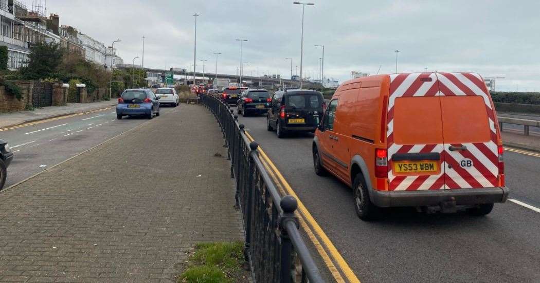 Queuing traffic at the docks roundabout didn't take long to melt away. Picture: KMG