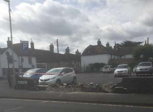 The low brick wall in the opposite car park. Picture: Lily Bovingdon