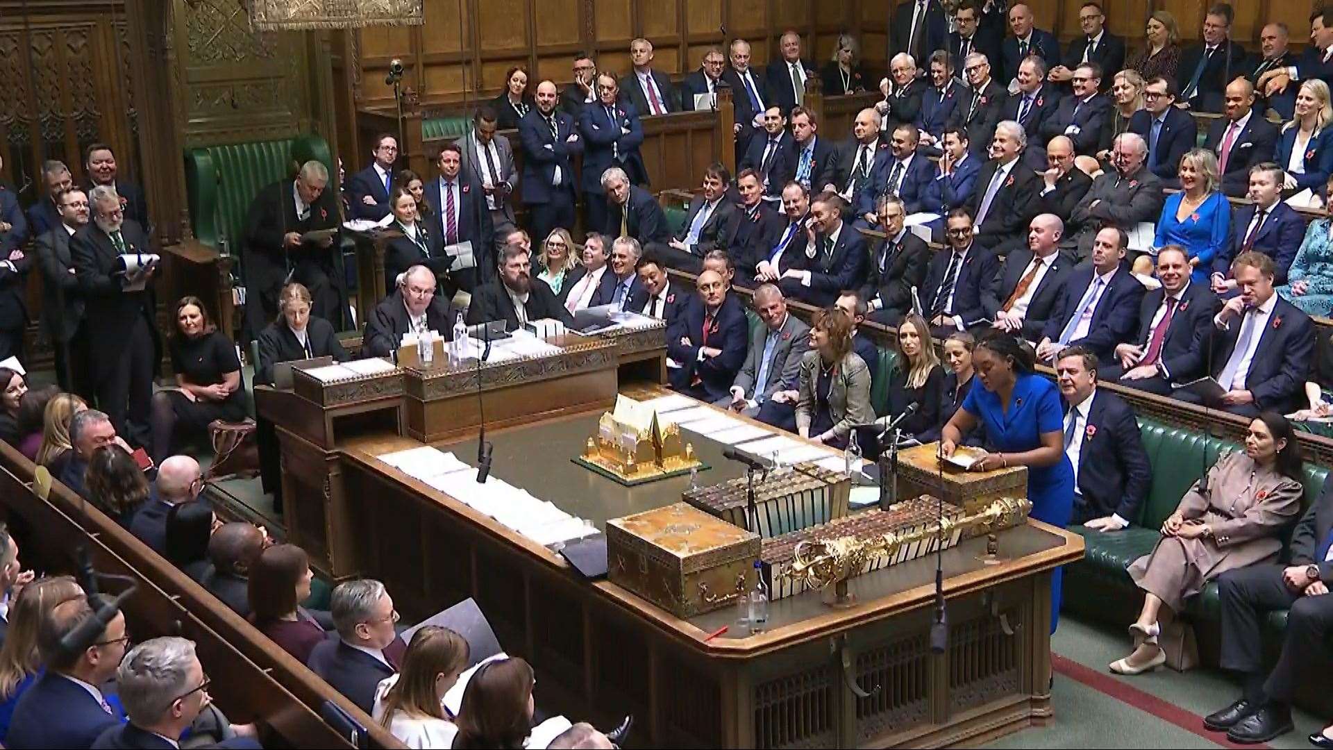 It was Mrs Badenoch’s first stint at PMQs as Tory leader (House of Commons/PA)