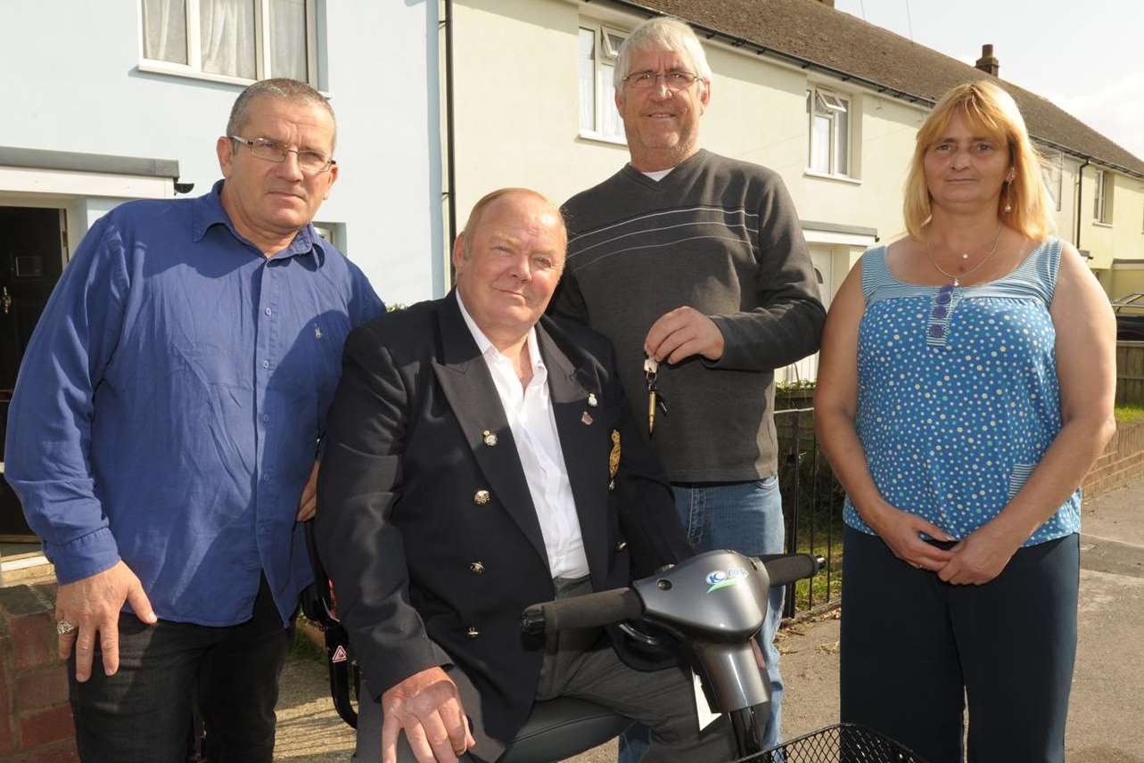 Presentation of mobility scooter to Peter Hinds