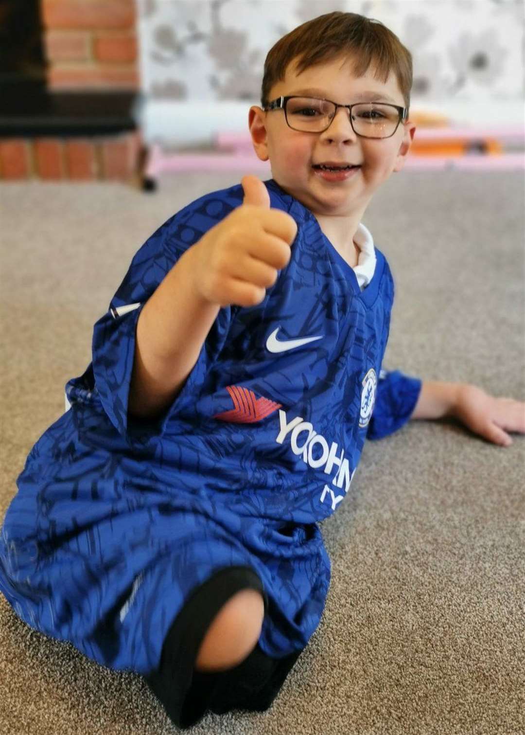 Tony received a signed shirt from his football heroes at Chelsea. Picture: Paula Hudgell