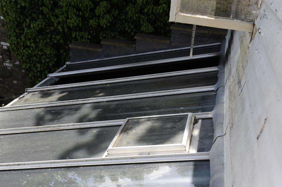 The roof of the neighbour's conservatory, where the fire started