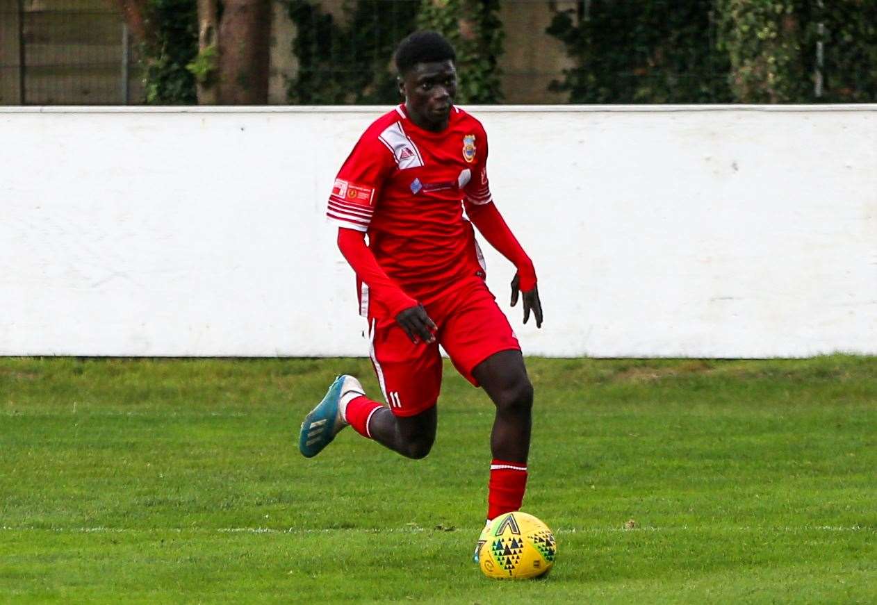 Muhammed Cham - scored a late equaliser for Whitstable against Erith & Belvedere. Picture: Les Biggs