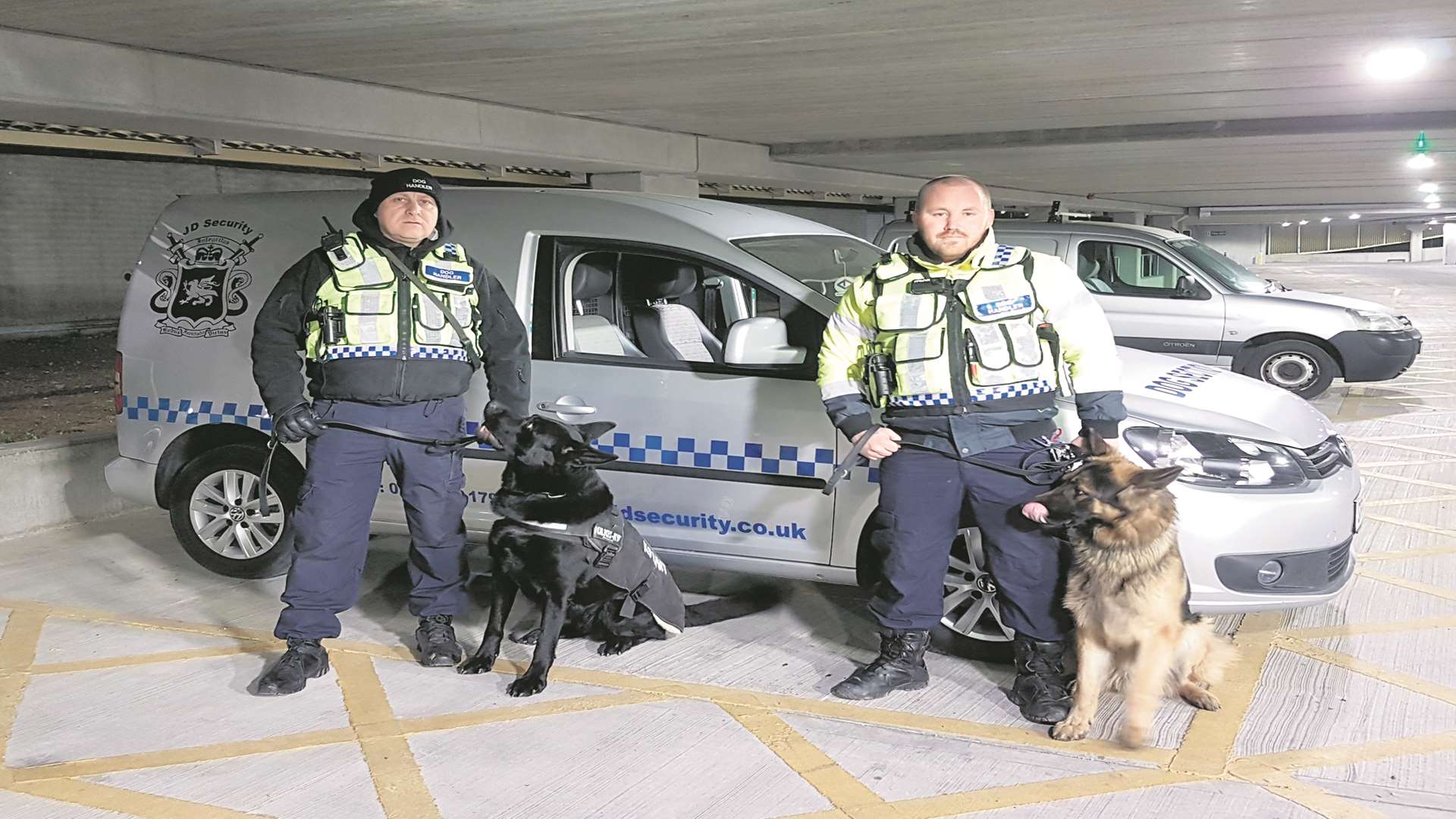 Jake Waters and Dean Clayson from JD Security at Rochester Riverside multi-storey car park