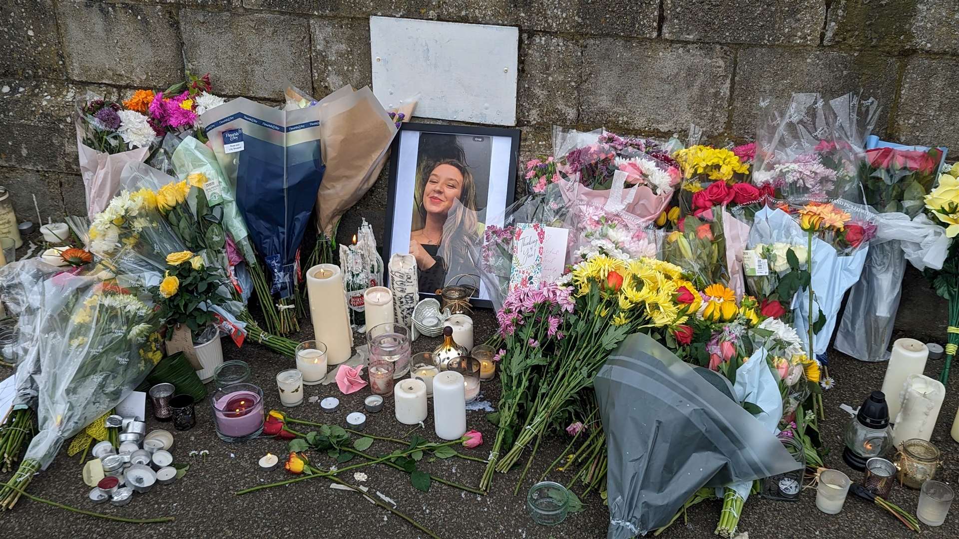 The tributes left for Leah at the bandstand have been missing since last month