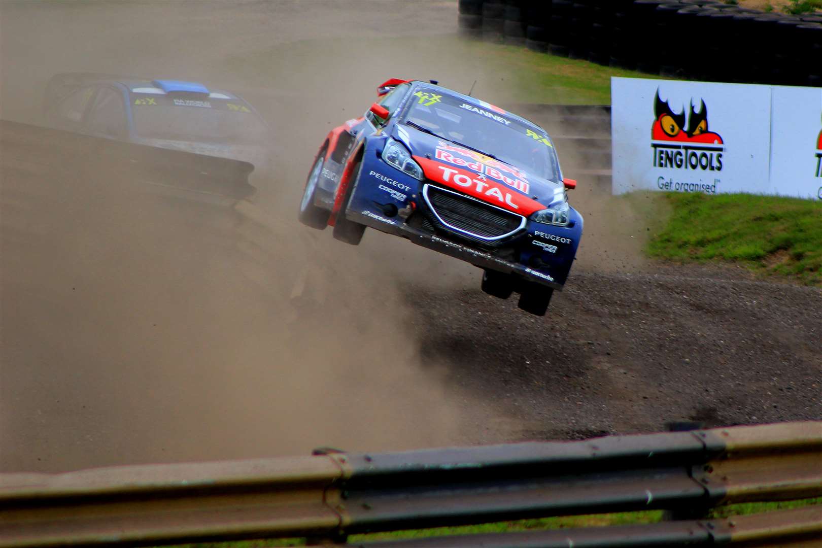 Frenchman Davy Jeanney flew over the jump in heat two. Picture: Joe Wright