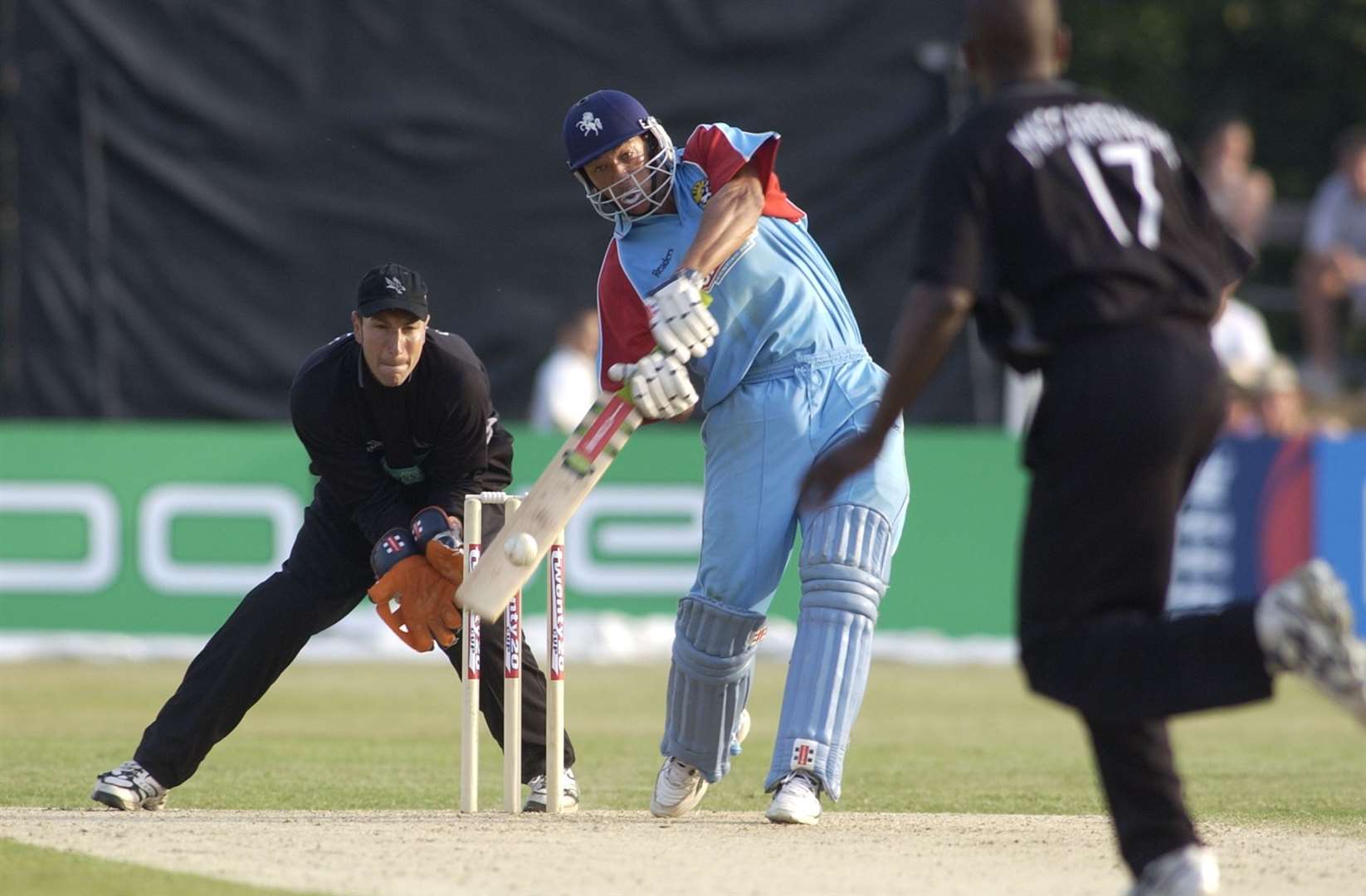 Andrew Symonds on his way to a brilliant 96 not out from just 37 balls for Kent against Hampshire at Beckenham in 2003. Picture: Matthew Walker