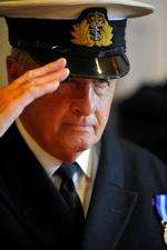 Peter MacDonald, from Sittingbourne Sea Cadets, shows his respects