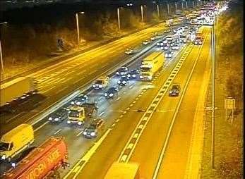 Massive queues more than 10 miles long on the M25 after crashes on the Dartford Crossing