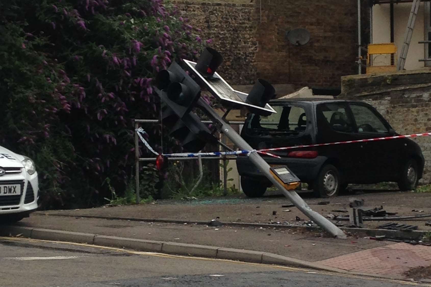 Traffic lights on a pedestrian crossing in Park Road were damaged in the smash