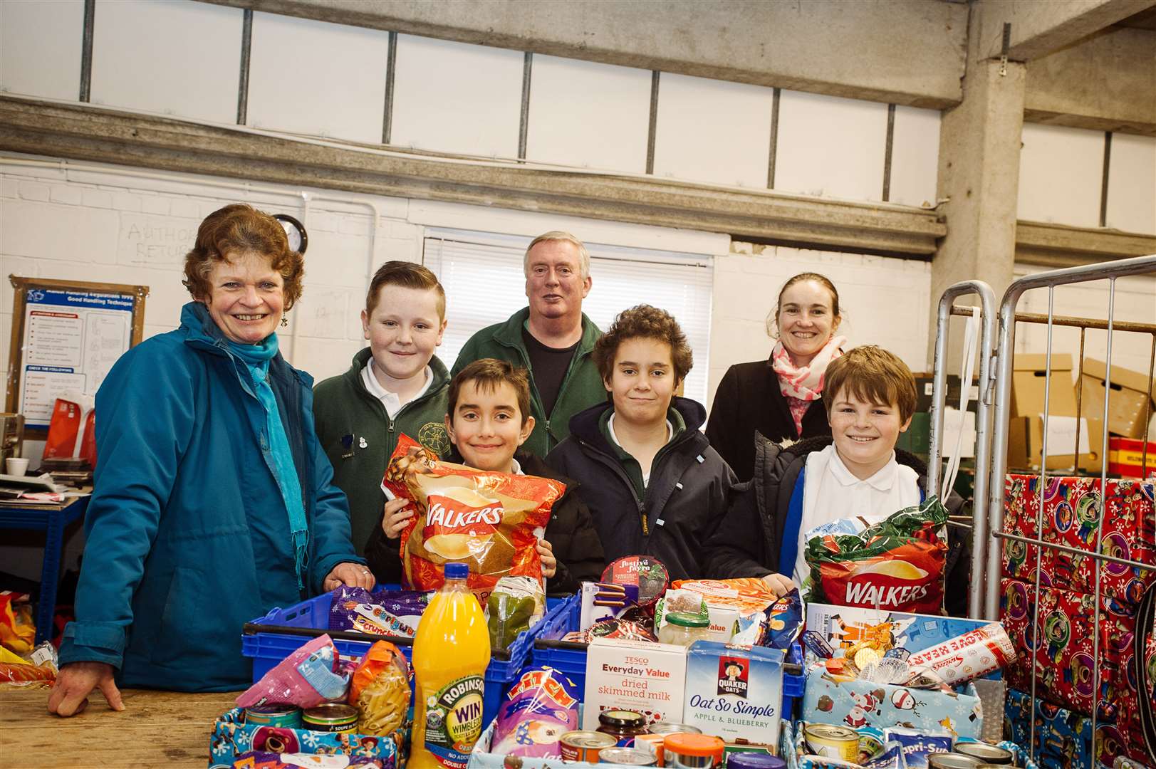 Logistics Team Leader, Max Ellis, Joel Maynard, bertie Jackes-Shaw and Sid Payne - Pupil Council. Richard Knight, Caretaker and Justine Brown head Teacher.