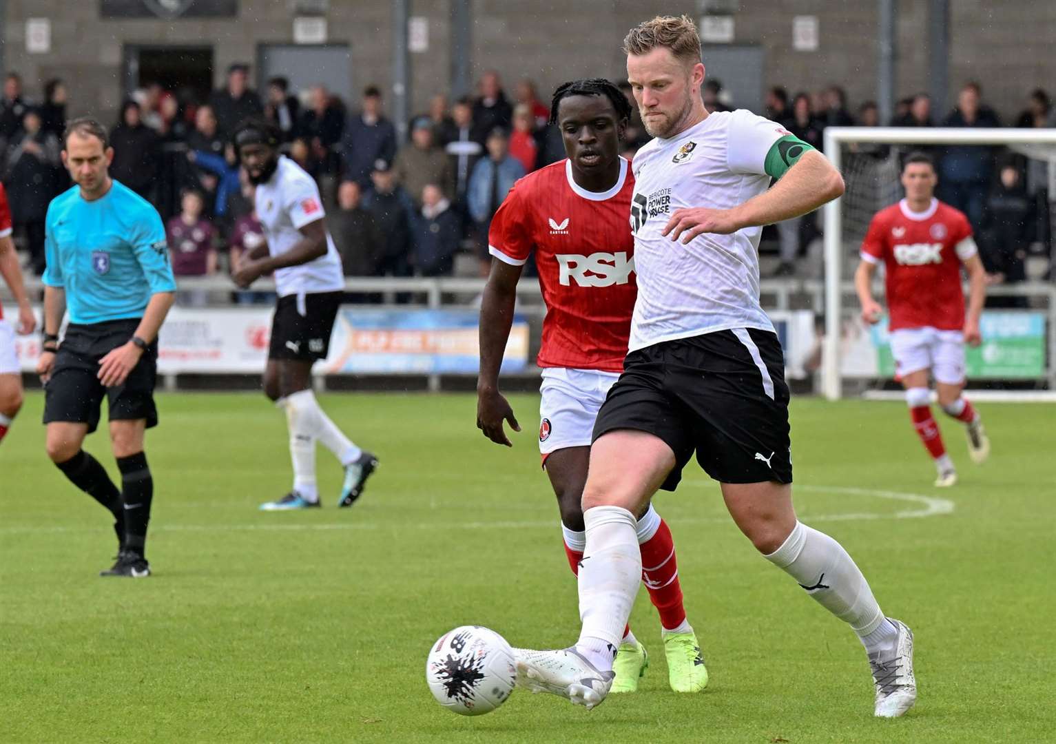 Josh Hill, in action during Saturday’s friendly with Charlton, has been named Dartford’s captain for the new season. Picture: Keith Gillard