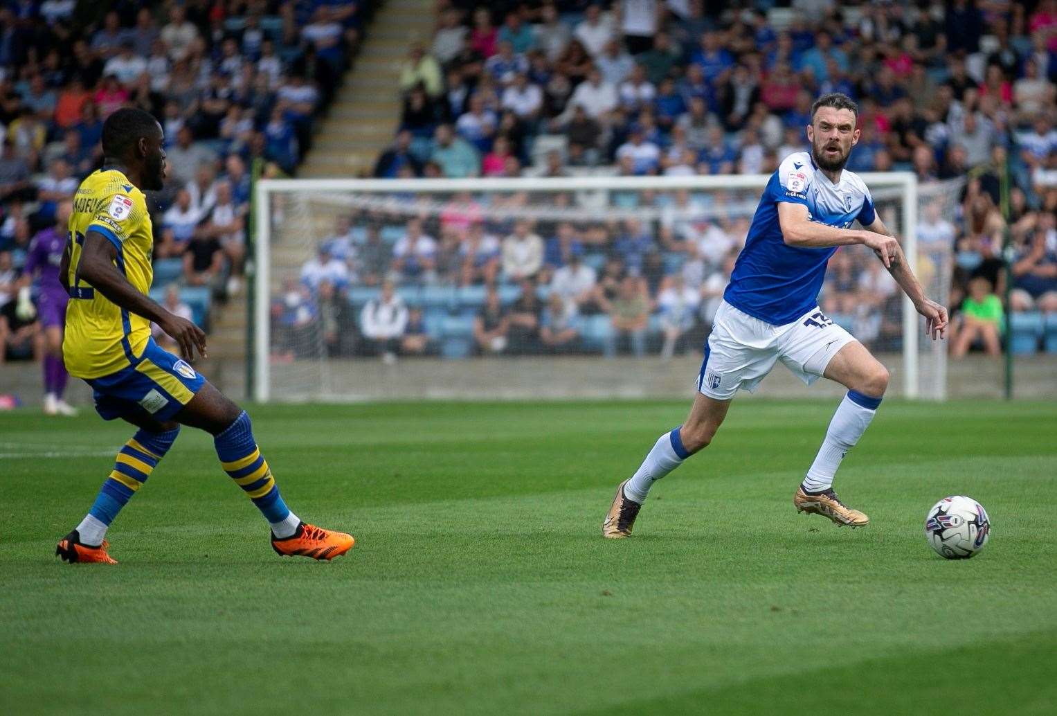 Scott Malone in action for Gillingham against Colchester United Picture: @Julian_KPI