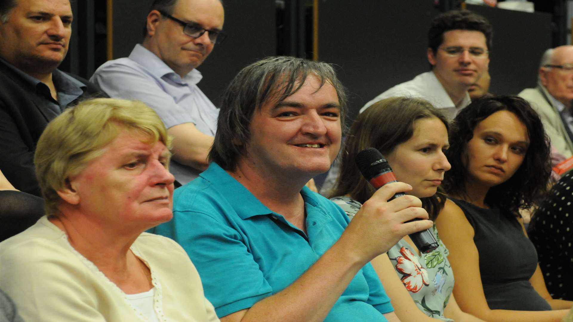 Midkent College, Gillingham. Hustings for Labour Leader/deputy leader. Darren Terry from Rochester asks a question about bus passes.