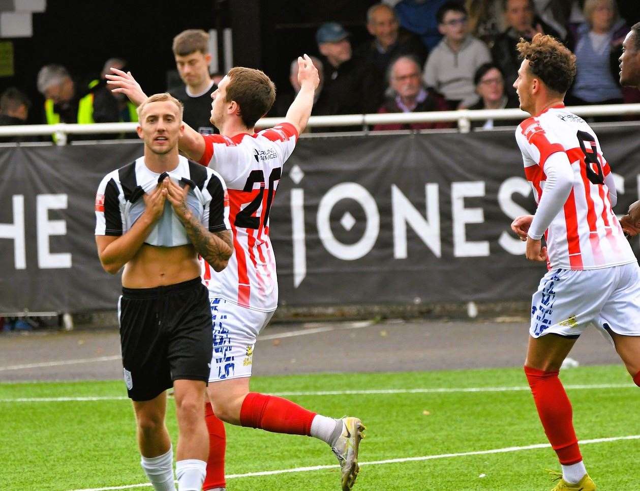 Midfielder Josh Wisson celebrates making it 1-1. Picture: Marc Richards