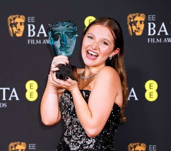 Mia McKenna-Bruce after winning the EE Rising Star award (Ian West/PA)