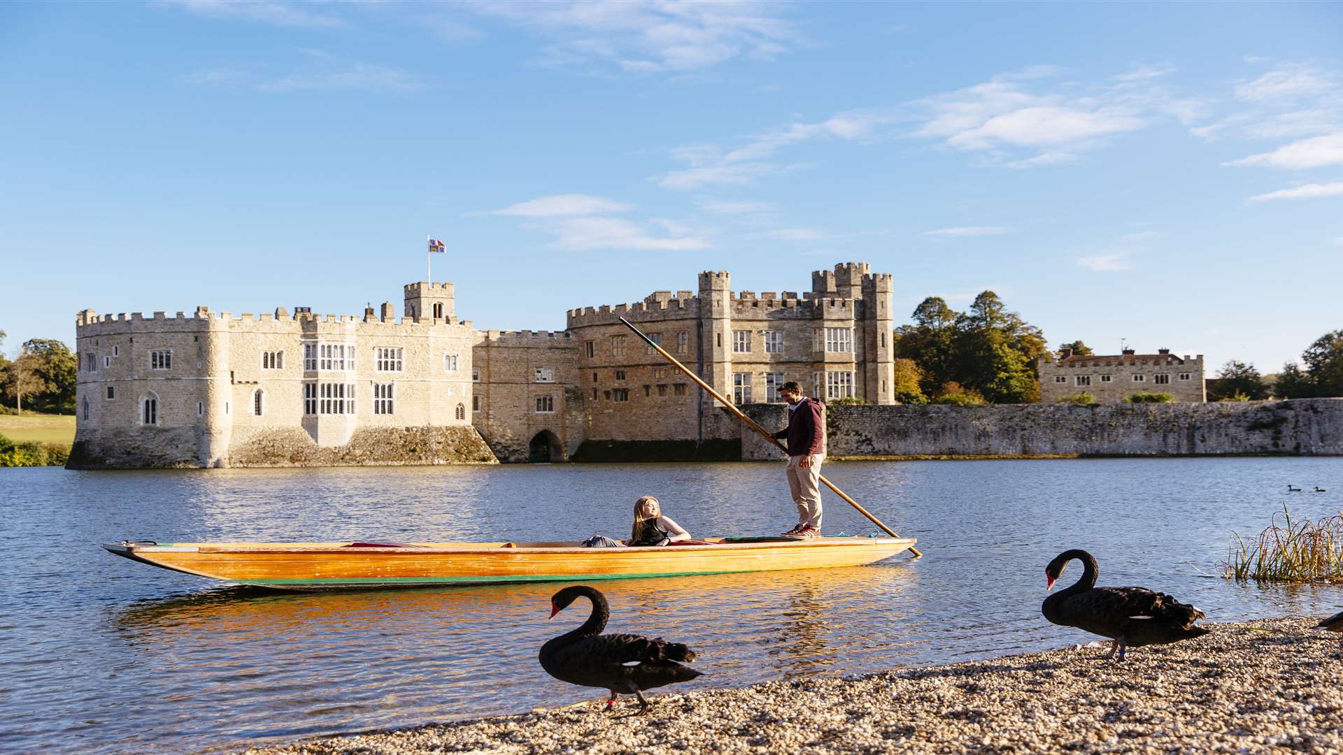 Leeds Castle is just off the M20