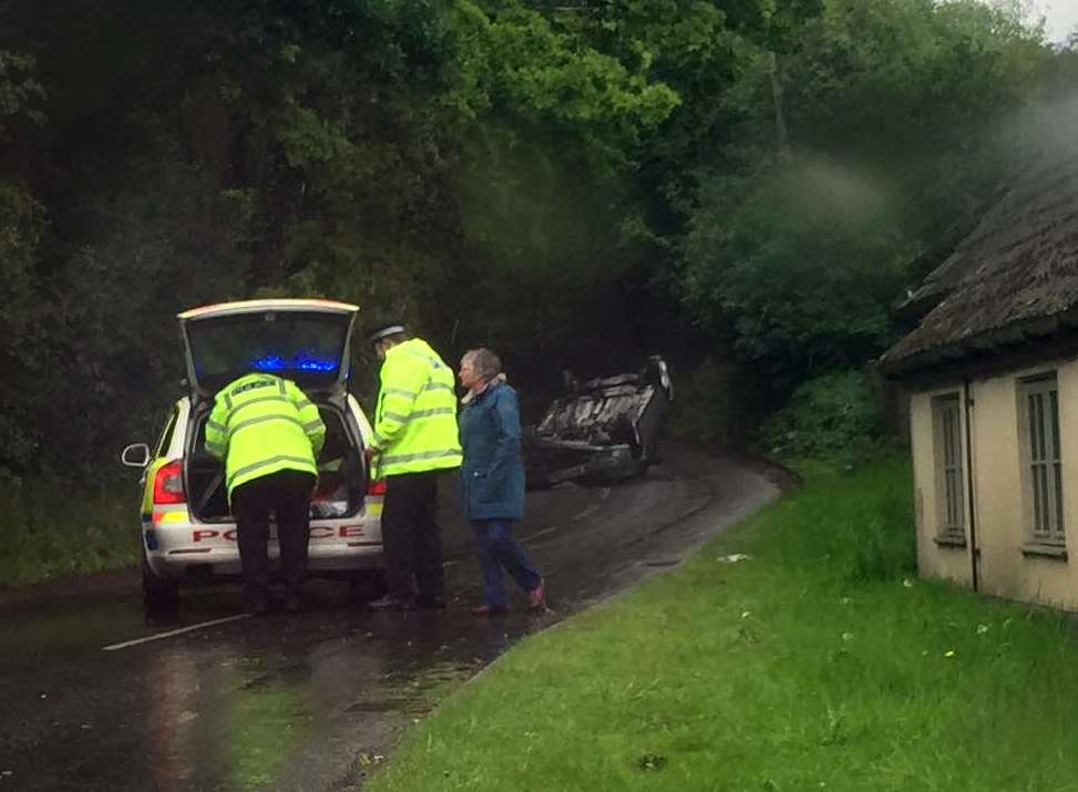 The crash scene in Sandyhurst Lane.