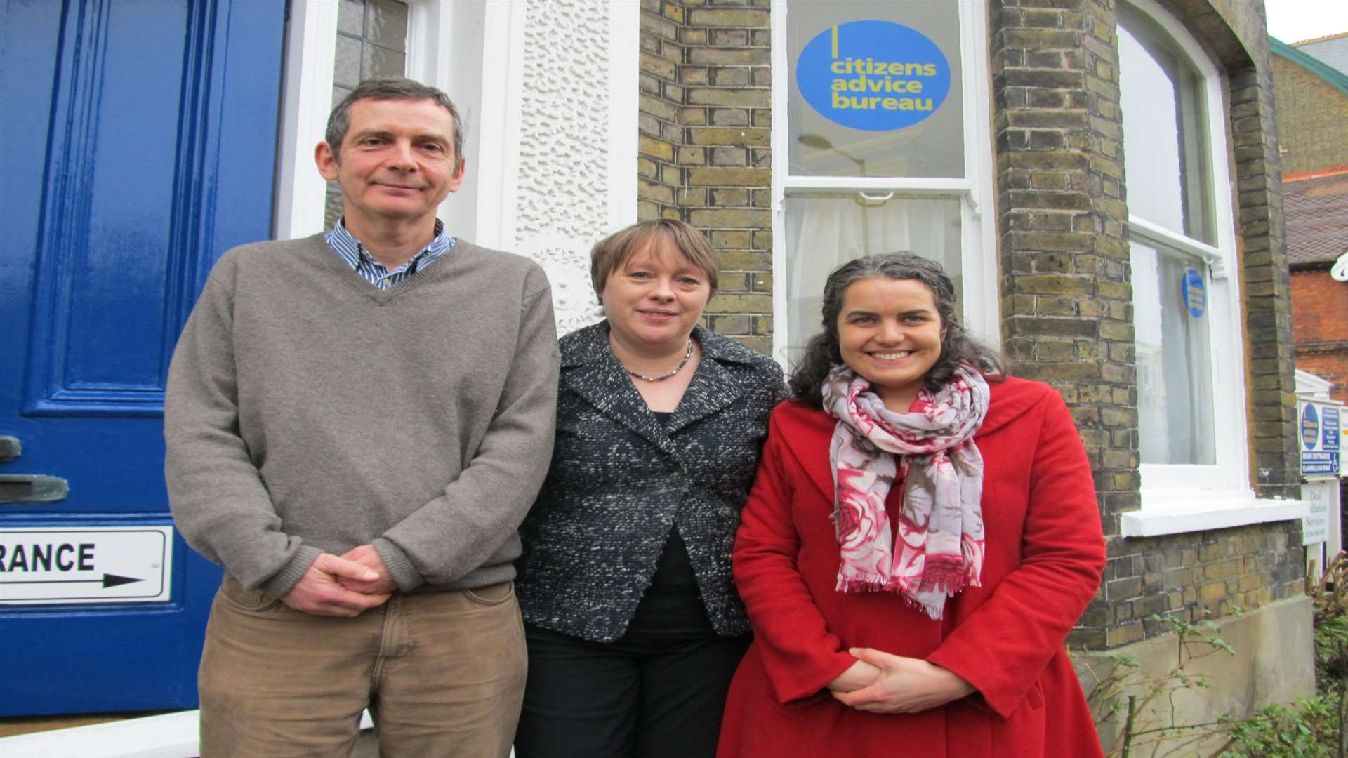 Maria Eagle, shadow DEFRA secretary talks about water bills in a surprise visit to Deal Citizens' Advice Bureau. Pictured with service manager Andrew Hitchcock and Labour PPC Clair Hawkins