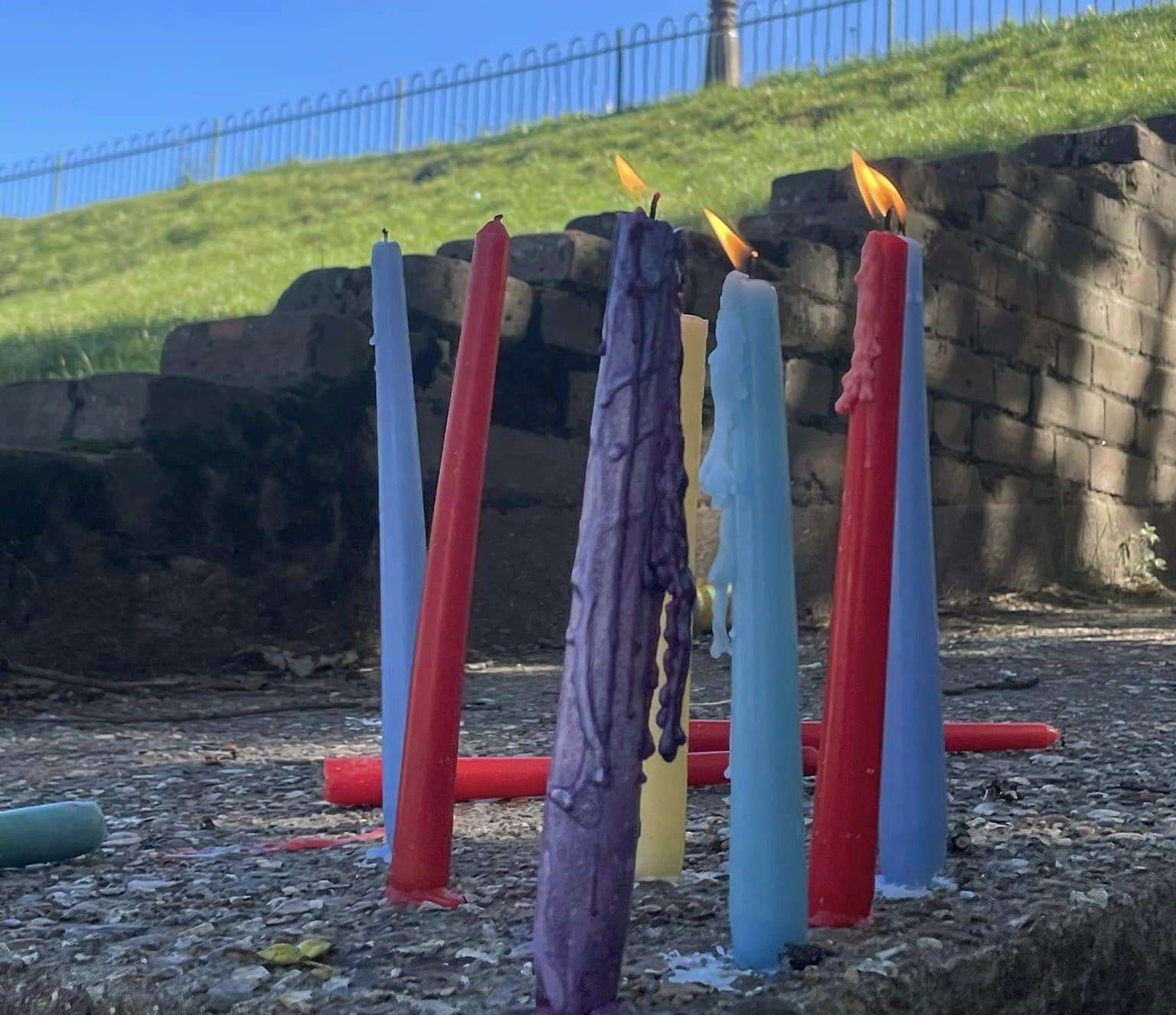 Candles left at the bandstand in memory of 18-year-old Tom Watson