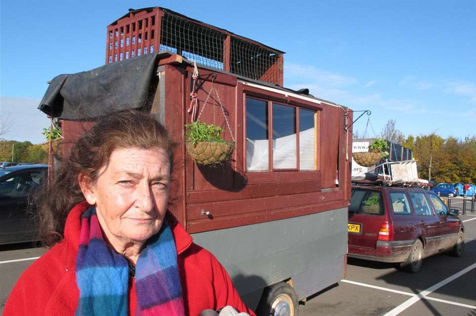 Hannah Rose with her homemade trailer