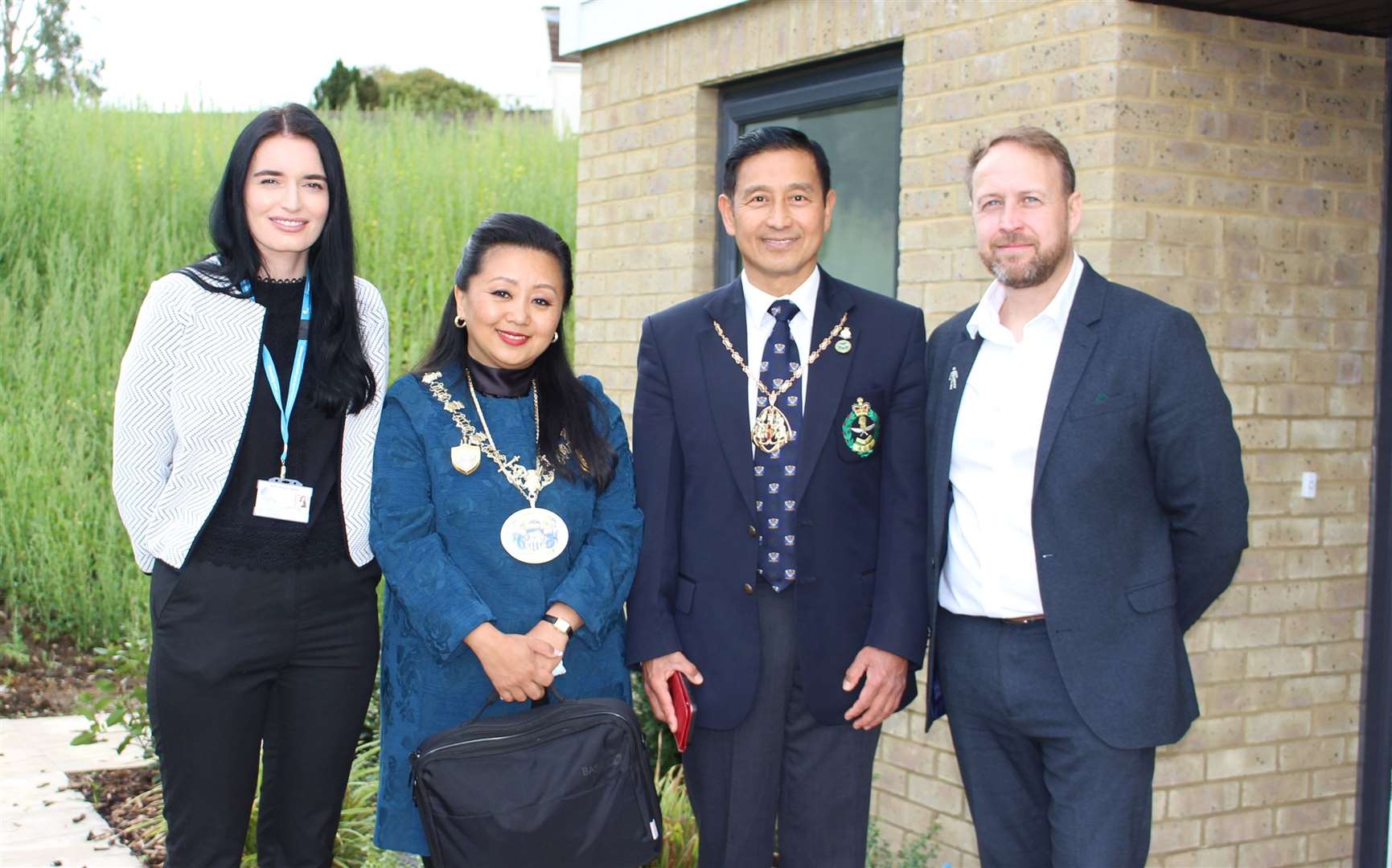 Gemma Hancock, executive director assets & development at mhs homes, Councillor Nina Gurung, Mayor of Medway and consort Taikaji Gurung, and Ashton Freeman, assistant director development & sales at mhs homes