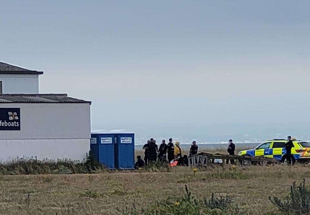 Asylum seekers landed at Dungeness yesterday. Photo: Matt Law