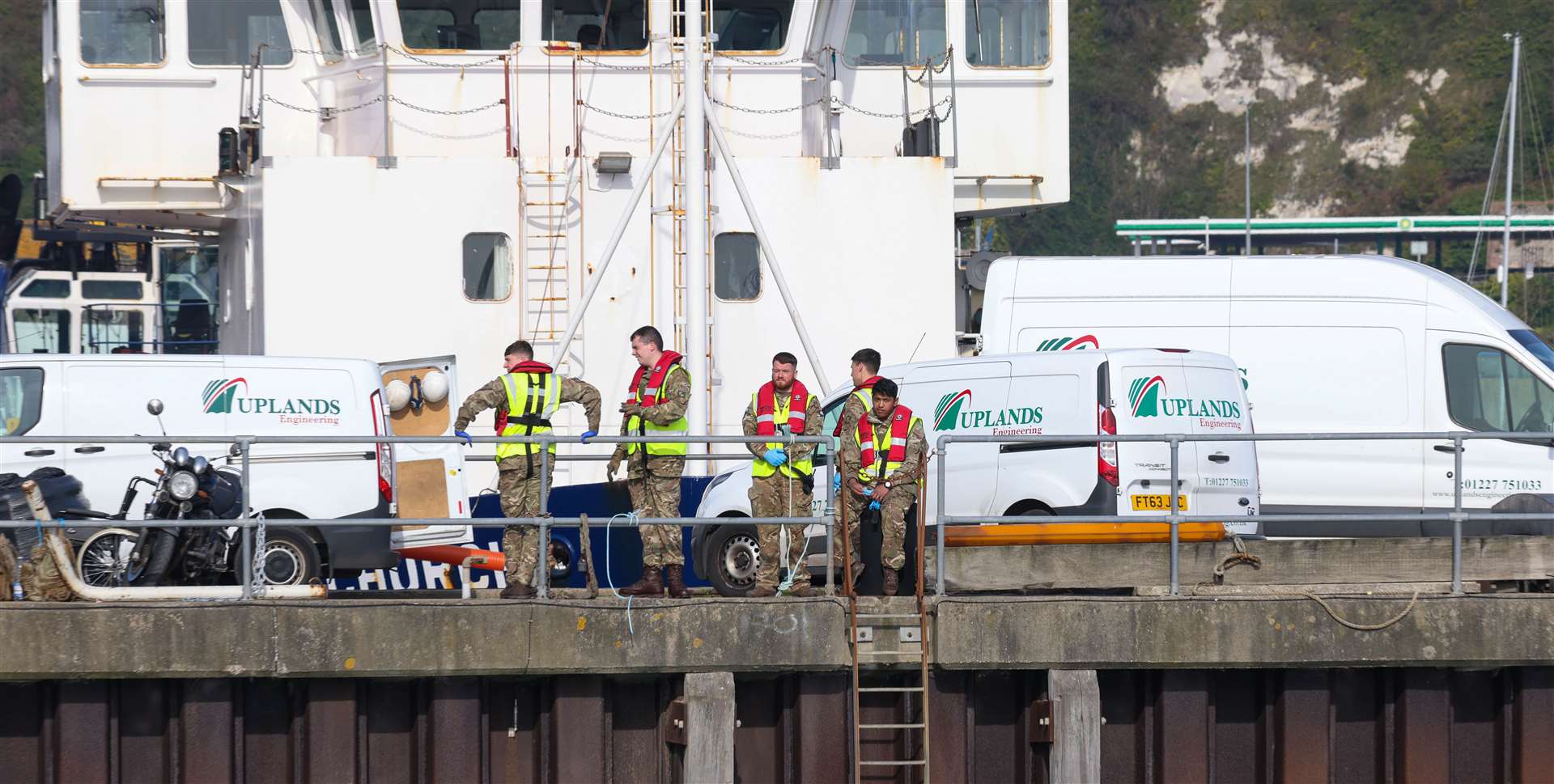 The Royal Navy pictured in Dover after Boris Johnson handed over control of the cross-Channel asylum crisis to the navy. Picture: UKNIP