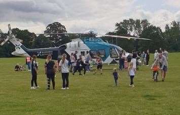 The helicopter landed near a play area. Picture: Rose Berry