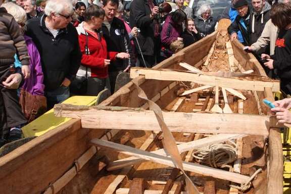 The half-size replica of the Dover Bronze Age Boat.