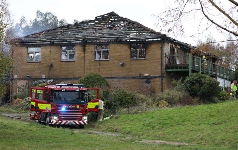 Fire crews at the former Broke Hill Golf Club near Sevenoaks. Picture: UKNIP